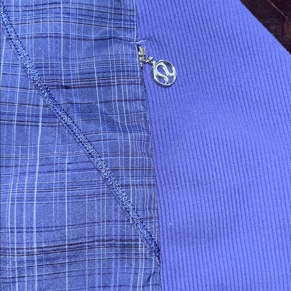 Woman’s Lululemon Blue Run Jacket | Ruffle Zip Front | Plaid Paneling | Size 6 - Picture 3 of 12